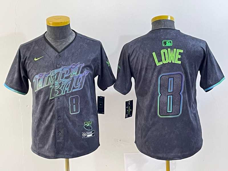 Youth Tampa Bay Rays #8 Brandon Lowe Charcoal 2024 City Connect Player Number Limited Cool Base Jersey->mlb youth jerseys->MLB Jersey